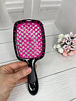 Гребінець для волосся Super Brush дбайливе розплутування (чорно-рожева)