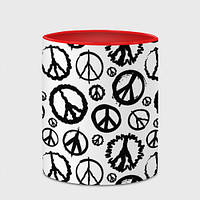 Чашка с принтом «Many peace logo» (цвет чашки на выбор)