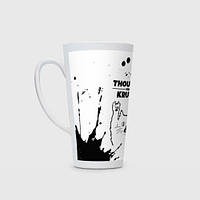 Чашка с принтом Латте «Thousand Foot Krutch рок кот на светлом фоне»