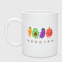 Чашка с принтом керамическая «Милые друзья овощи»