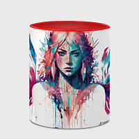 Чашка с принтом «Девушка - портрет - акриловая краска» (цвет чашки на выбор)