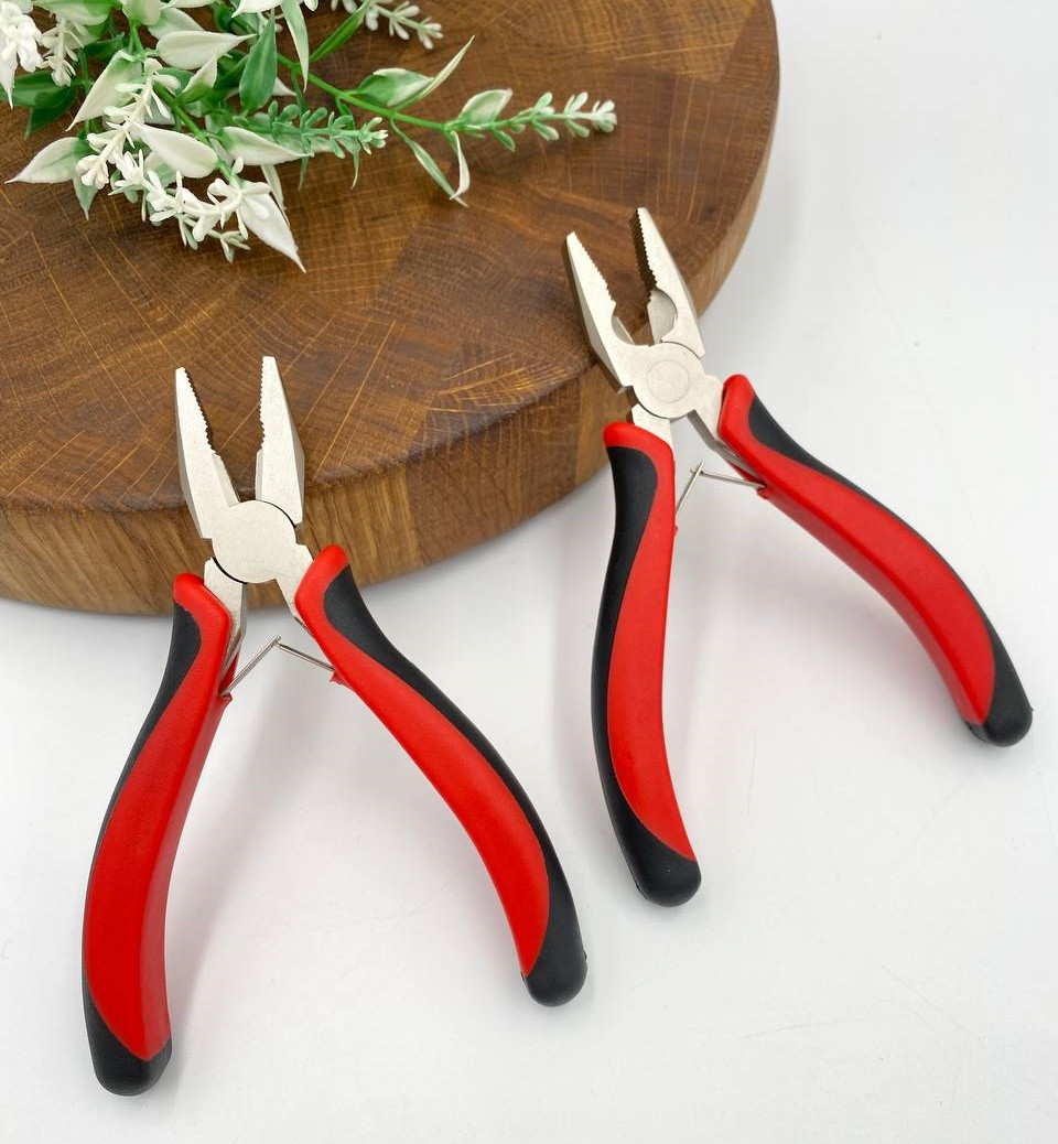 Інструмент Плоскогубці Тупі / Довжина-12 см / Червоний / Прогумовані ручки, фото 1