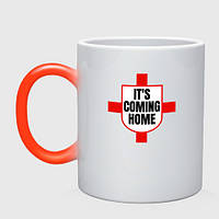 Чашка с принтом хамелеон «England coming home» (цвет чашки на выбор)