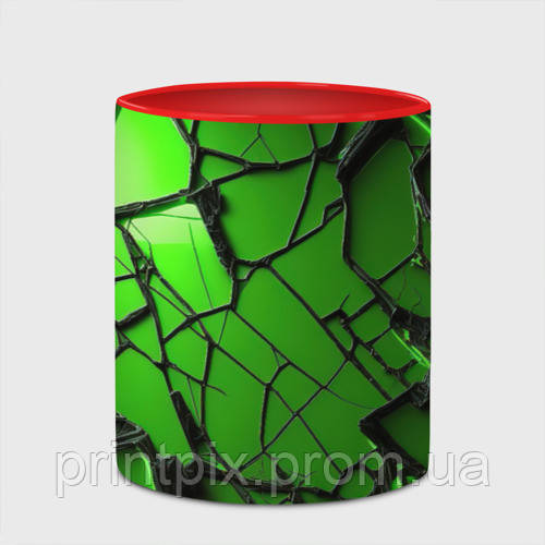 Чашка з принтом  «Зелене трісне скло» (колір чашки на вибір)