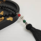 Четки з натурального каміння говліту, малахіт і онікс на 50 бусин, фото 2