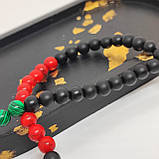 Четки з натурального каміння говліту, малахіт і онікс на 50 бусин, фото 6