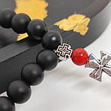 Четки з натурального каміння говліту, малахіт і онікс на 50 бусин, фото 5