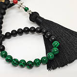 Четки з натурального каміння говліту, малахіт і онікс на 50 бусин, фото 7