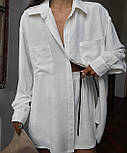 Стильний жіночий костюм-двійка з жатки — сорочка та шорти, фото 6