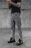 Стильные однотонные прямые мужские серые джинсы мом средняя посадка, повседневные джинсовые брюки для мужчин