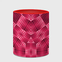 Чашка с принтом «Геометрический узор арт-деко в красных тонах» (цвет чашки на выбор)
