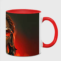 Чашка с принтом «Девушка афро с косичками в модных очках» (цвет чашки на выбор)