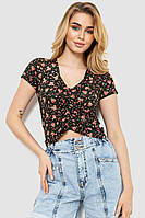 Топ-футболка женская с цветочным принтом Ager XL черно-розовый 244R045
