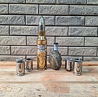 Золотая пуля бутылка 0,5л и граната РГД-5. с рюмками в коробке подарочный набор для мужчин