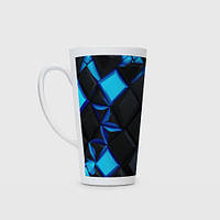 Чашка с принтом Латте «Черные и синие плитки»