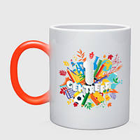 Чашка с принтом хамелеон «1 сентября - день знаний» (цвет чашки на выбор)