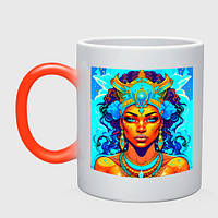 Чашка с принтом хамелеон «Богиня воды - нейросеть» (цвет чашки на выбор)