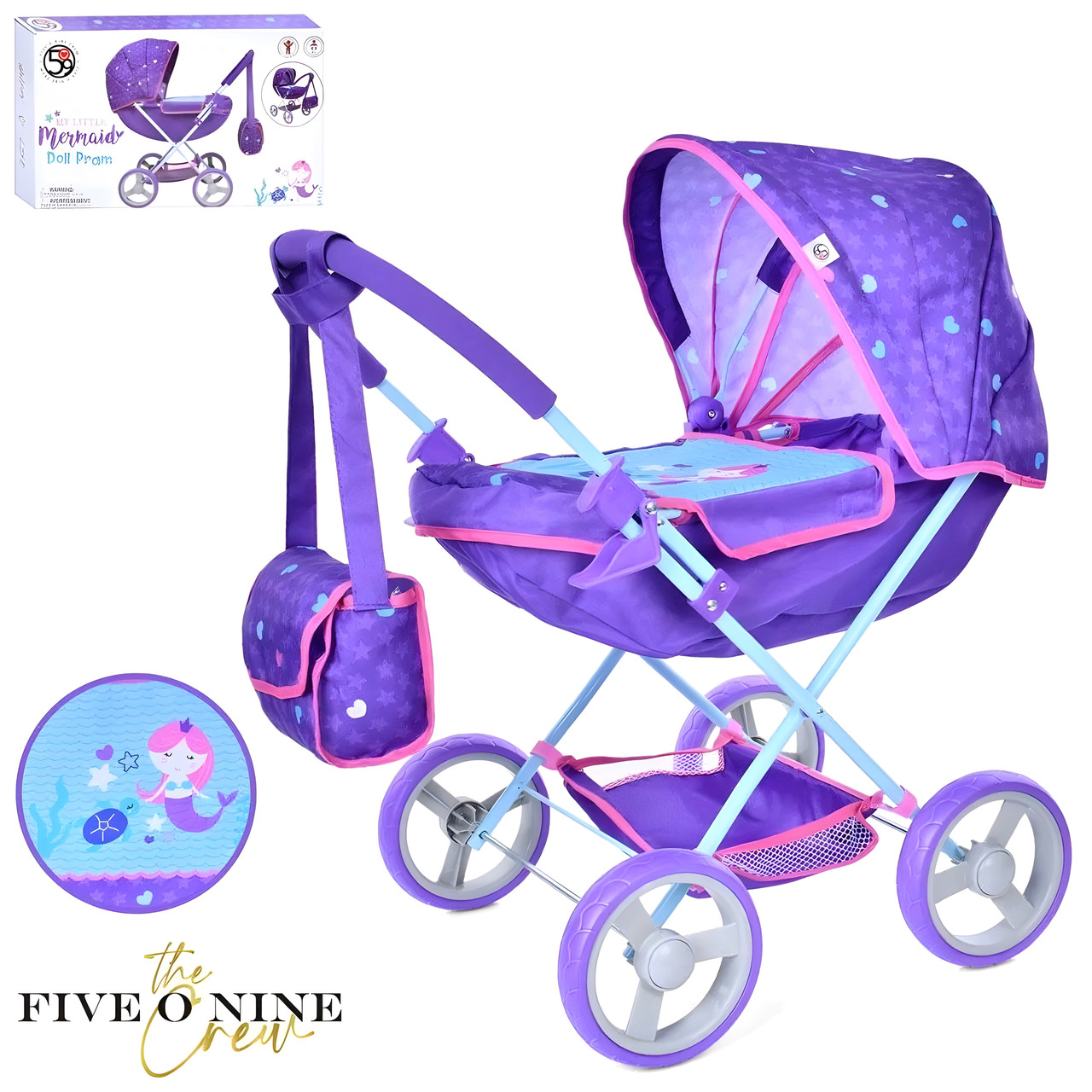Кукольная коляска Игрушечная люлька для куклы детская FIVEONINE T725028 Классическая коляска Фиолетовая Cor - фото 4 - id-p2187217133