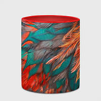 Чашка с принтом «Цветные яркие перья» (цвет чашки на выбор)