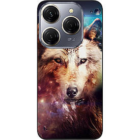 Чохол силіконовий Case для Tecno Spark 20 Pro (KJ6) з картинкою Космічний вовк
