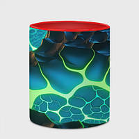 Чашка с принтом «Разлом синих и зеленых неоновых плит» (цвет чашки на выбор)