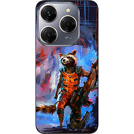 Силіконовий чохол Case для Tecno Spark 20 Pro (KJ6) з картинкою Єнот Ракета