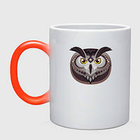 Чашка с принтом хамелеон «Совушка сова» (цвет чашки на выбор)