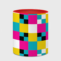 Чашка с принтом «Геометрический ретро узор cmyk » (цвет чашки на выбор)
