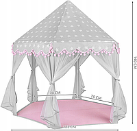 Детская игровая палатка для девочки серо-розовая 123х140 см Kruzzel Польша