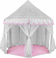 Детская игровая палатка для девочки серо-розовая 123х140 см Kruzzel Польша