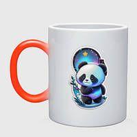 Чашка с принтом хамелеон «Стикер: милый панда» (цвет чашки на выбор)