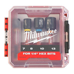 Набір магнітних ударних головок 1/4" 7, 8, 10, 13мм 4шт Shockwave Milwaukee 4932492445, фото 4