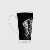 Чашка с принтом Латте «Индийский слон с узорами»