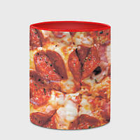 Чашка с принтом «Пицца с салями» (цвет чашки на выбор)
