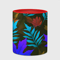 Чашка с принтом «Осенние листья клён и дуб» (цвет чашки на выбор)