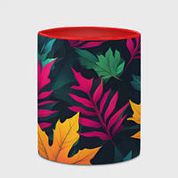 Чашка з принтом «Осінні листя клене та дуб» (колір чашки на вибір)