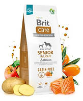 Сухой корм Brit Care Grain Free Senior & Light Salmon для пожилых собак всех пород с лососем 12 кг