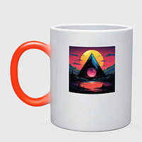 Чашка с принтом хамелеон «Исскуственная гора» (цвет чашки на выбор)