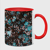 Чашка с принтом «Голубые цветы фото» (цвет чашки на выбор)