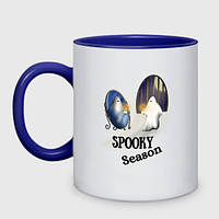 Чашка с принтом двухцветная «Spooky season» (цвет чашки на выбор)