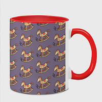 Чашка с принтом «Деревянные лошадки качалки» (цвет чашки на выбор)