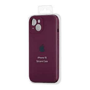 Чохол Silicone Case Square Protected Camera iPhone 15 Maroon (35), фото 3