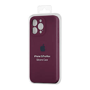 Чохол Silicone Case Square Protected Camera iPhone 15 Pro Max Maroon (35), фото 3