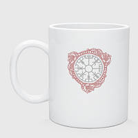 Чашка с принтом керамическая «Рунический компас - символы древних славян»
