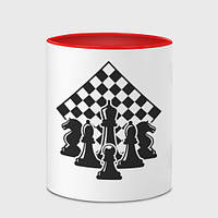 Чашка с принтом «Шахматная доска и фигуры» (цвет чашки на выбор)