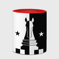 Чашка с принтом «Шахматный конь» (цвет чашки на выбор)