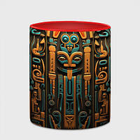 Чашка с принтом «Орнамент в египетском стиле, бюст Нефертити» (цвет чашки на выбор)