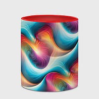 Чашка с принтом «Волнообразная разноцветная абстракция» (цвет чашки на выбор)