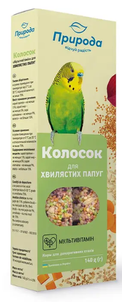 Лакомство для волнистых попугаев Природа «Колосок» 140 г / 2 шт. (мультивитамин)