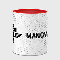 Чашка с принтом «Manowar glitch на светлом фоне по-горизонтали» (цвет чашки на выбор)